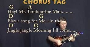 Mr. Tambourine Man (Bob Dylan) Mandolin Cover Lesson in D with Chords/Lyrics