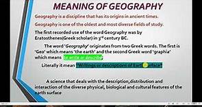 What is Geography? in Simple words. definition of Geography