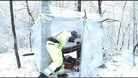 Overnight in Plastic Wrap Shelter During Huge Snowstorm