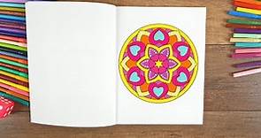 Cómo colorear un mandala simple: Mandalas fáciles: Dibujar y colorear para niños: Mandala de colores