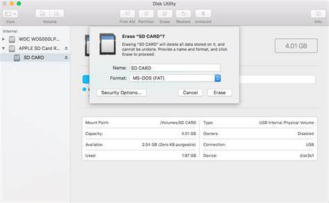 Select the Unreadable SD Card disk utility