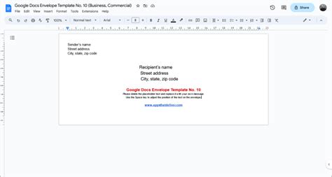 #10 Envelope Template Google Docs