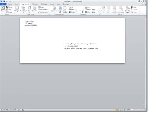 #10 Envelope Word Template