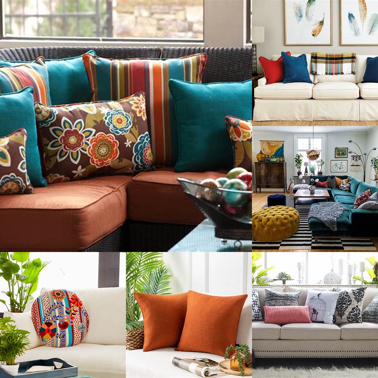 1 Add colorful accent pillows and throws for a cozy feel