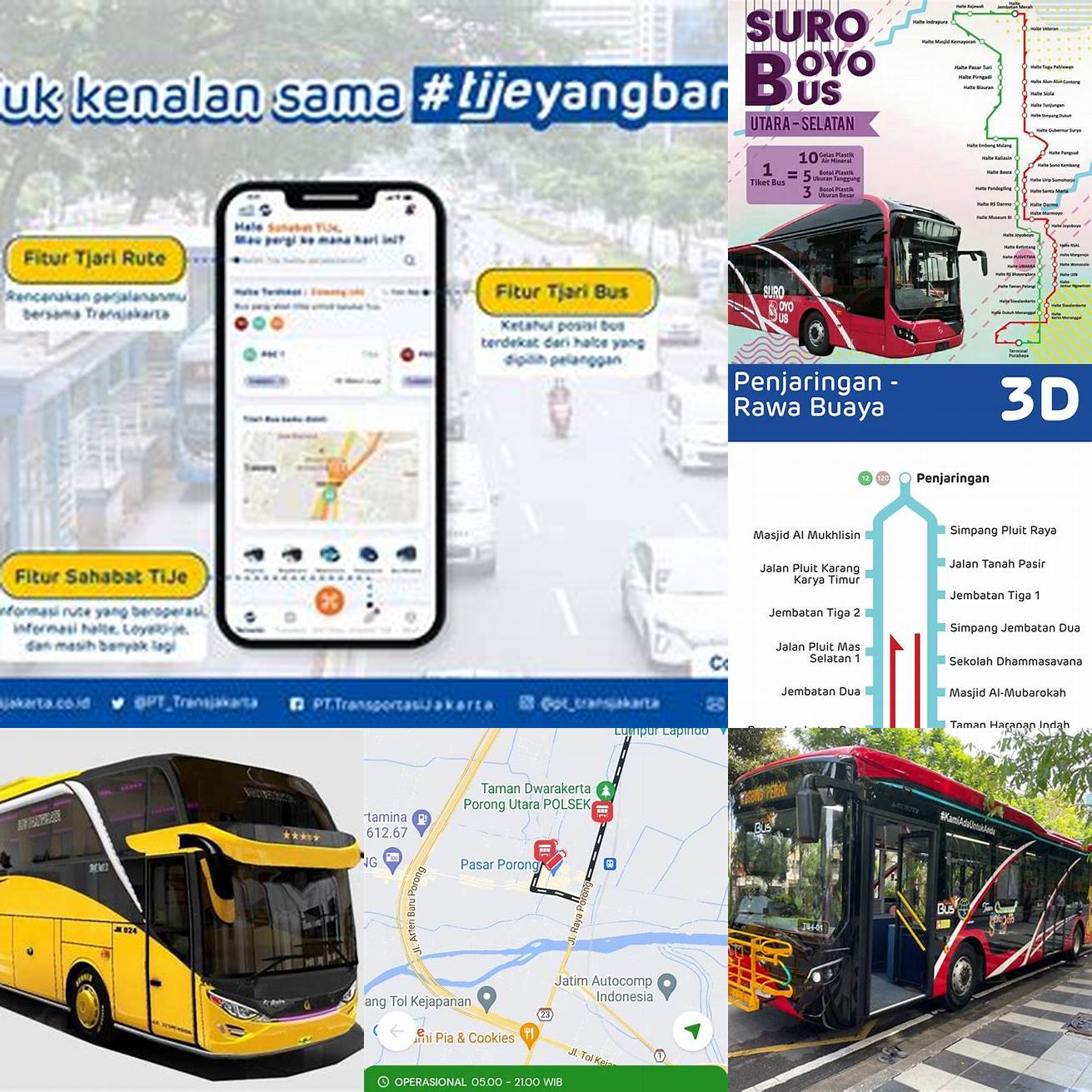 1 Berbagai jenis bus dan rute yang dapat dipilih