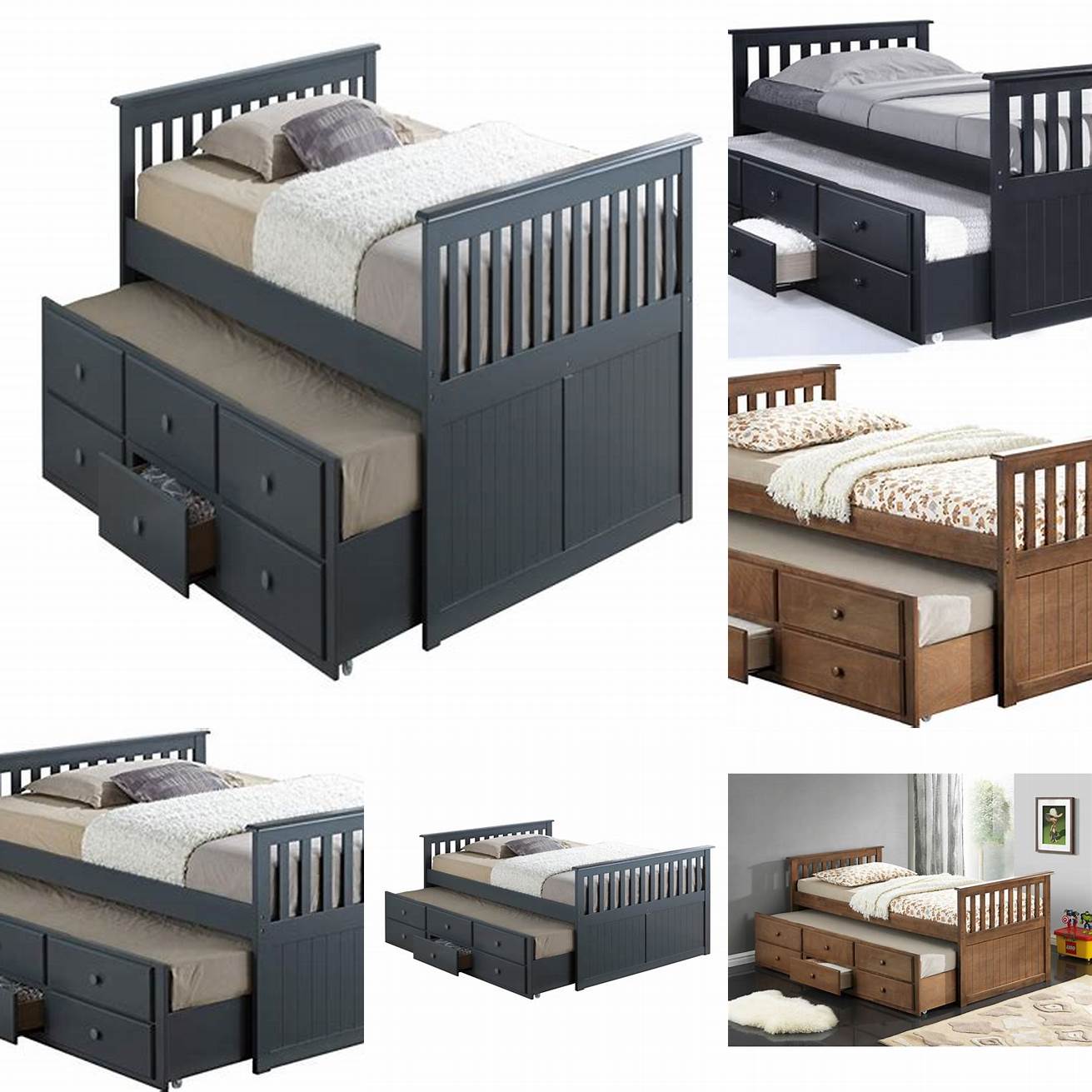 1 Broyhill Kids Marco Island Captains Bed This platform bed comes with built-in storage options and a trundle bed for sleepovers