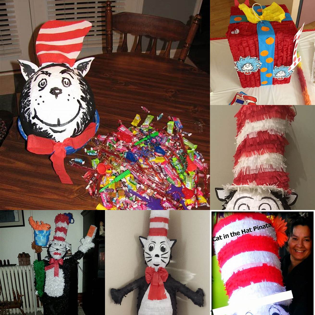 1 Cat in the Hat Pinata with colorful candies and toys inside