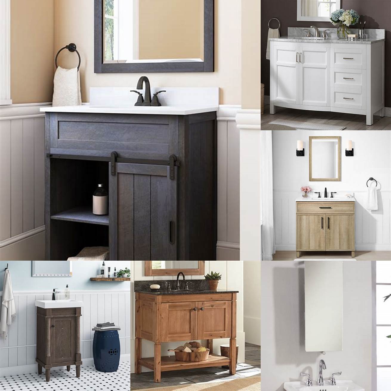 1 Home Improvement Stores Stores like Home Depot and Lowes carry a wide selection of bathroom vanities in a variety of styles and price points