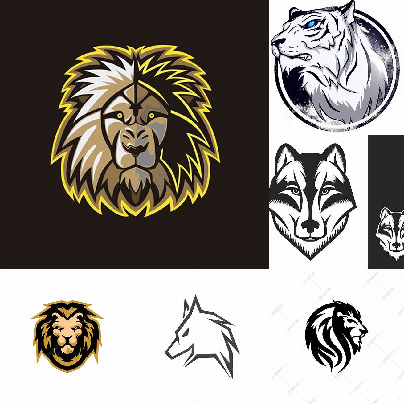 1 Logo dengan gambar kepala binatang misalnya singa atau serigala