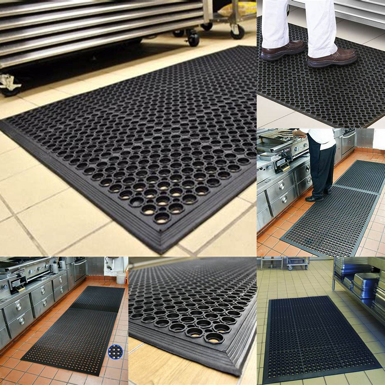 1 Rubber Rubber mats are durable slip-resistant and easy to clean They are ideal for high-traffic areas and commercial kitchens