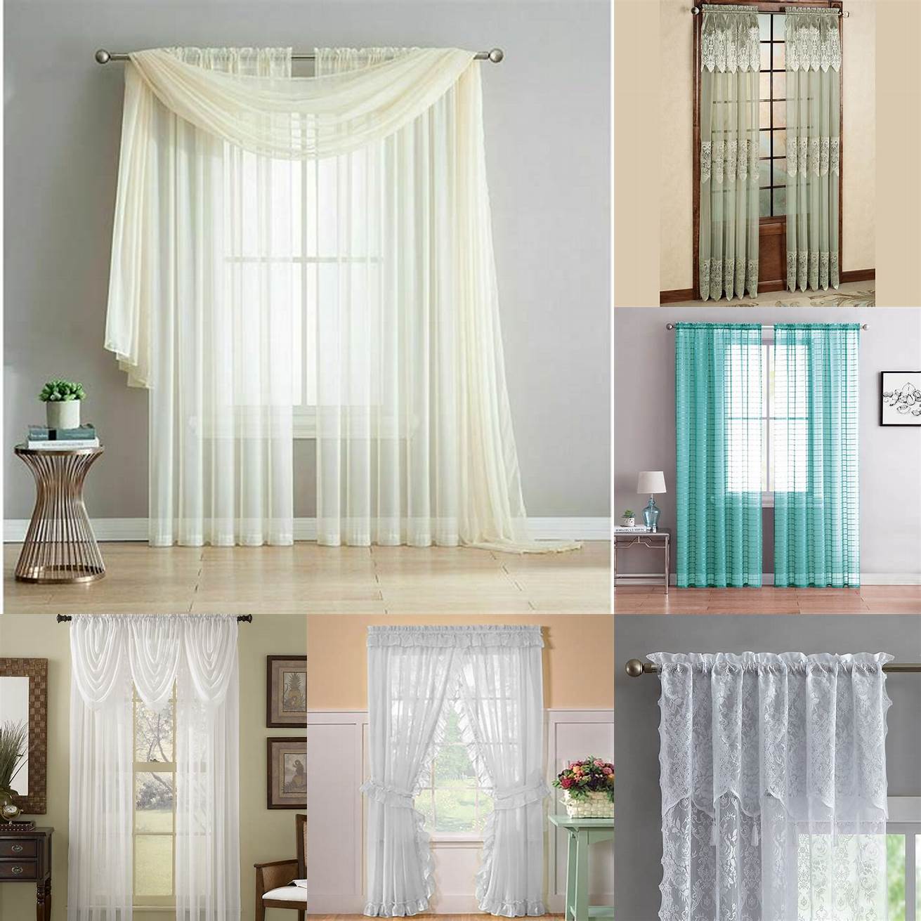 1 Sheer curtains with a valance