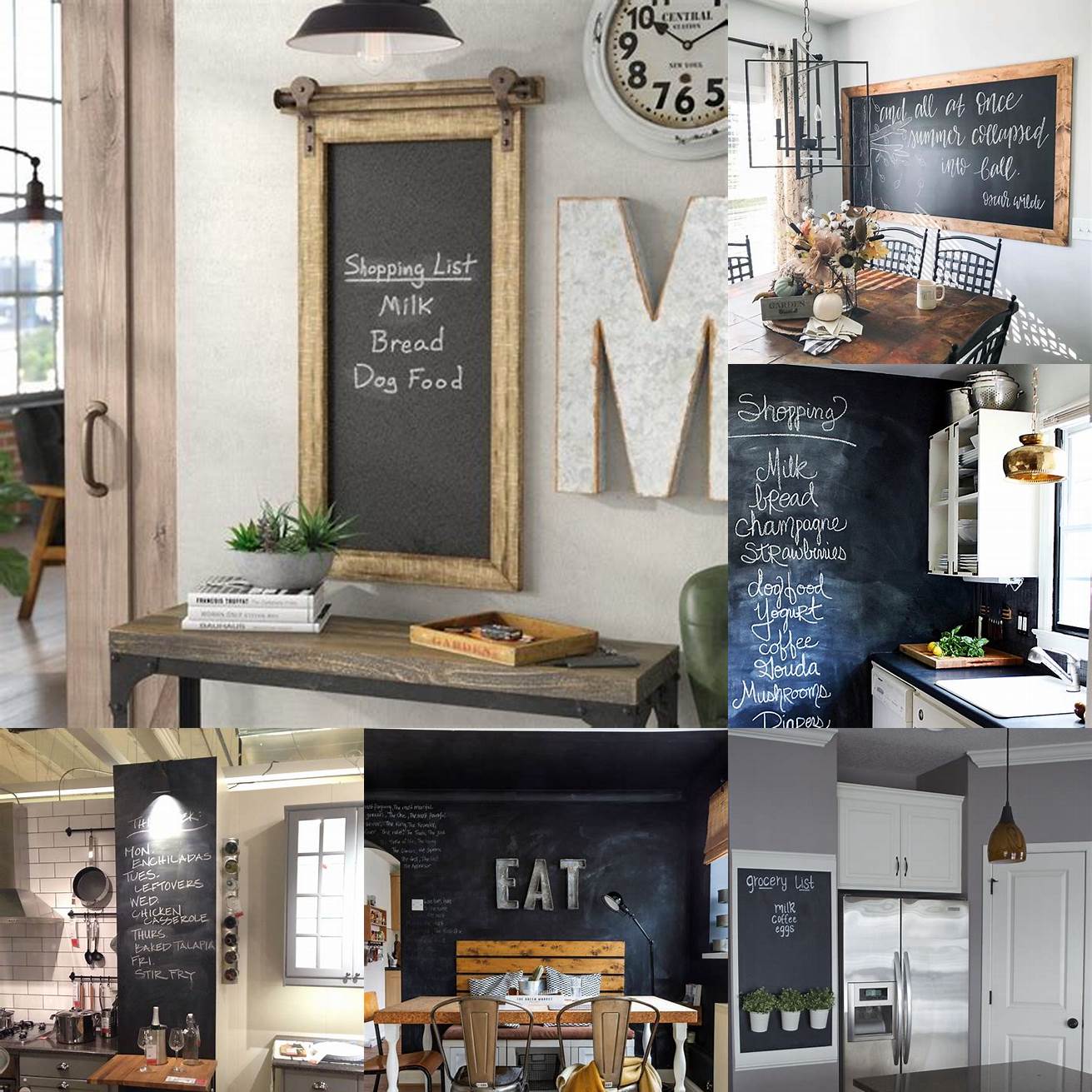 1 Wall-Mounted The most common type of kitchen chalkboard is the wall-mounted version This can be hung on a wall or placed on an easel and is usually larger in size