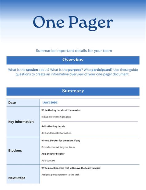 1 Pager Template