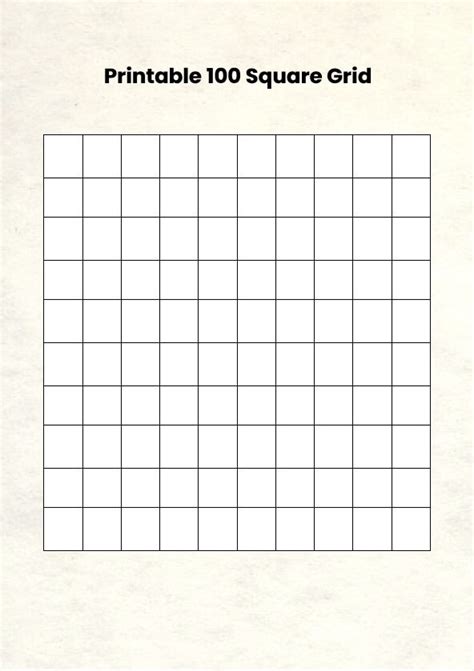 100 Grid Square Printable