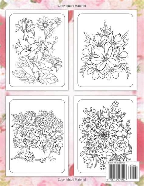 100 flowers adult coloring book