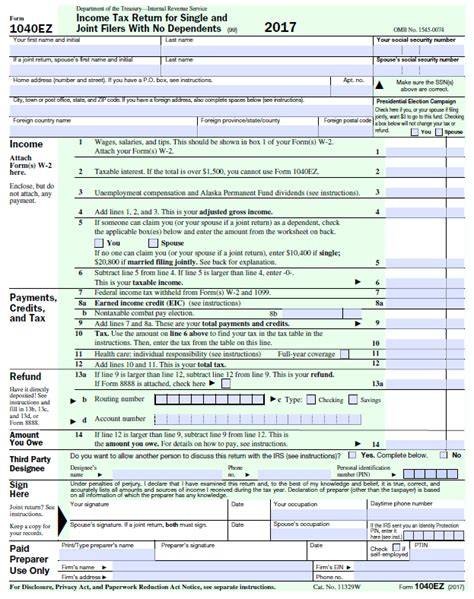 1040 Ez 2019 Printable Form