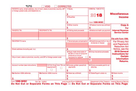 1099 Misc 2018 Form Copy A Fillable And Printable