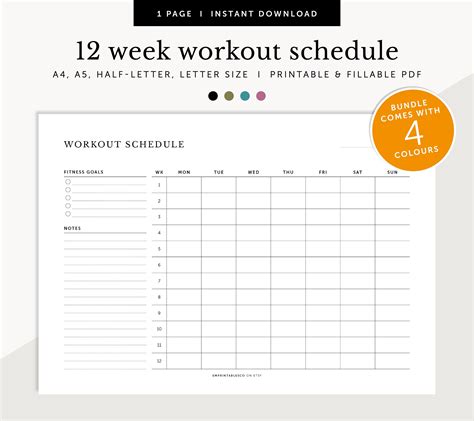 12 Week Fitness Program Template