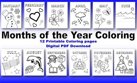 12 months of the year coloring pages