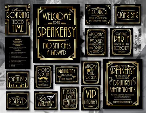 1920s Printable Signs