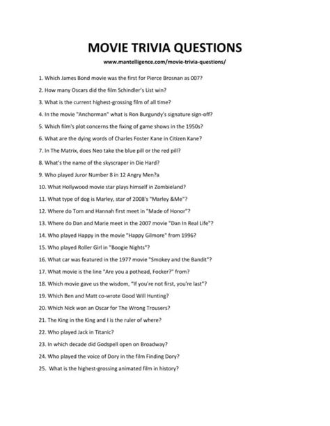1970 Horror Movie Trivia Questions And Answers Printable