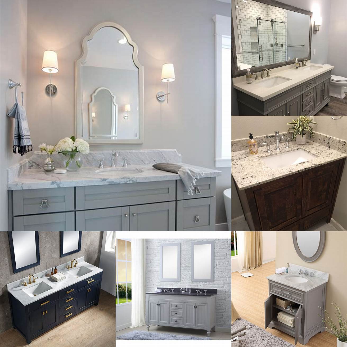 2 Gray granite bathroom vanity