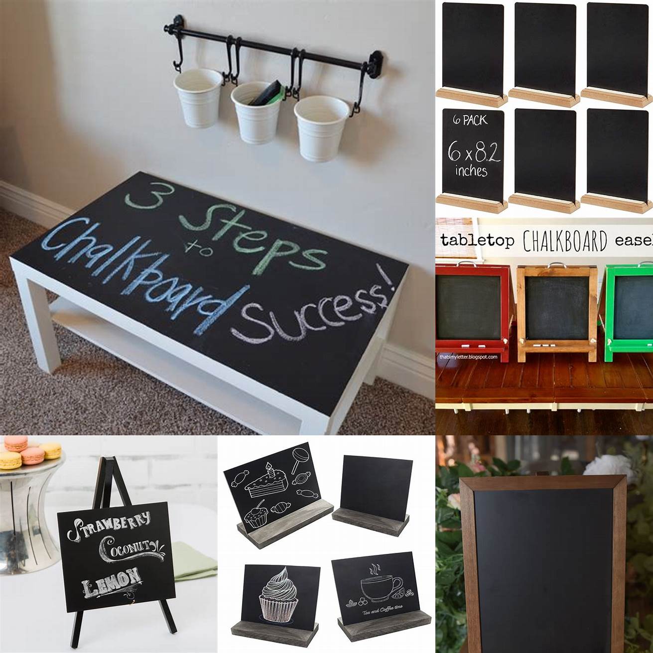 2 Tabletop A tabletop chalkboard is smaller in size and can be placed on a countertop or table This is great for smaller kitchens or for those who dont have wall space for a larger board