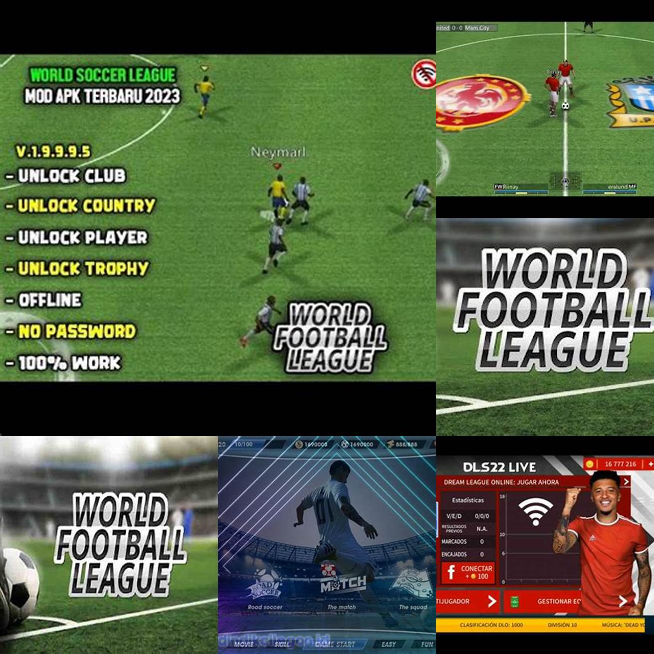 2 Turnamen World Football League Mod Apk menawarkan banyak turnamen yang dapat Anda ikuti
