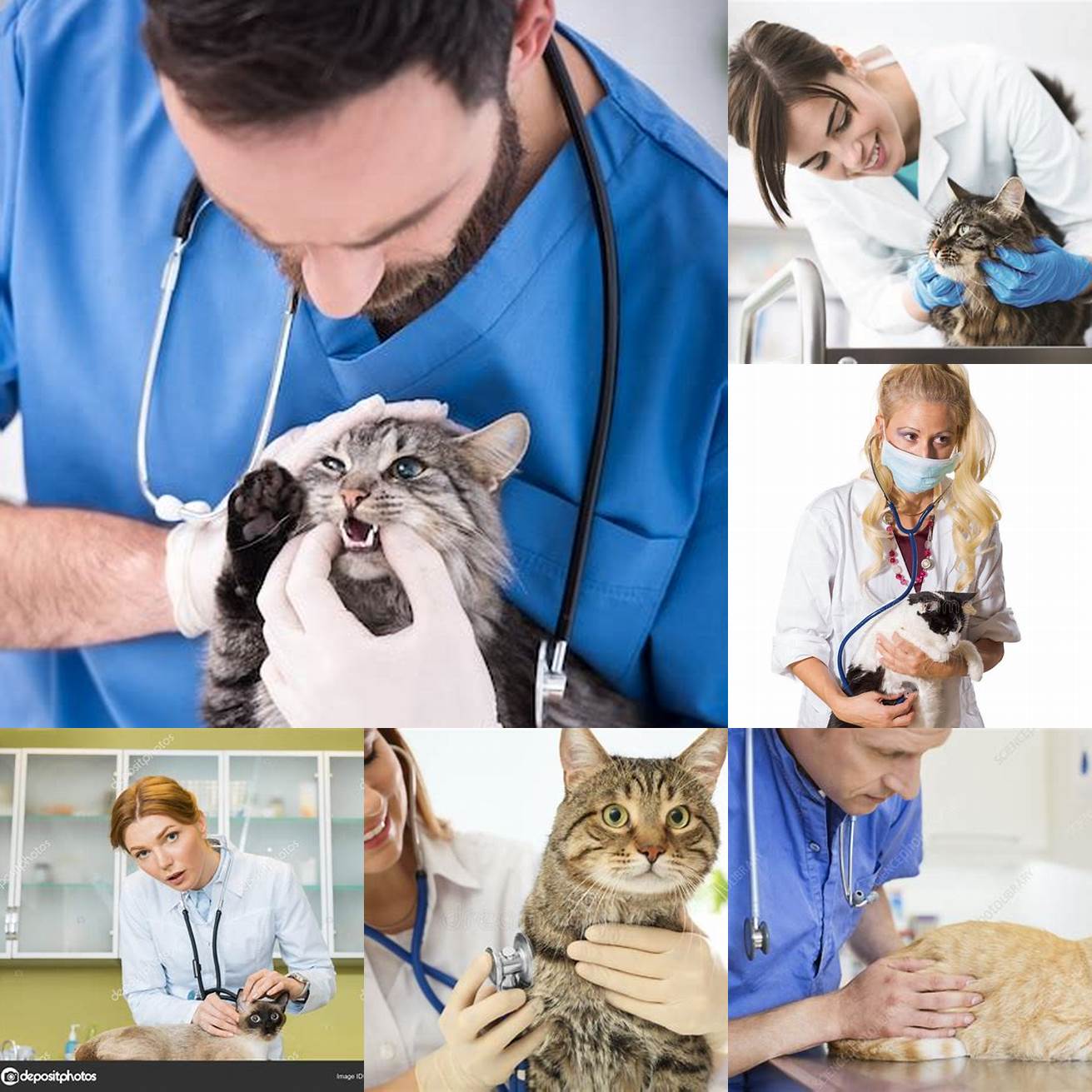 2 Veterinarian examining a cat