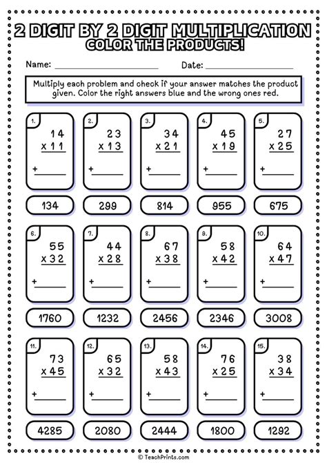 2 Digit By 2 Digit Multiplication Worksheets Printable