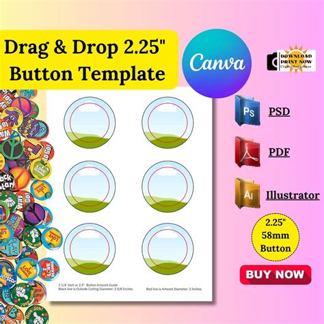 2.25 Button Template Canva