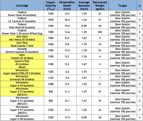 20 Ga Slug Ballistics Chart
