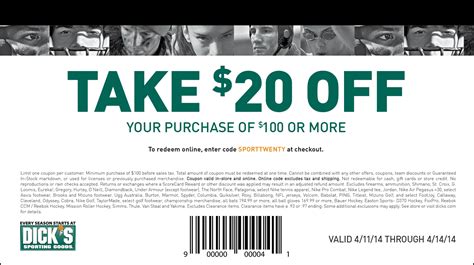 20 Off Dicks Coupon Printable