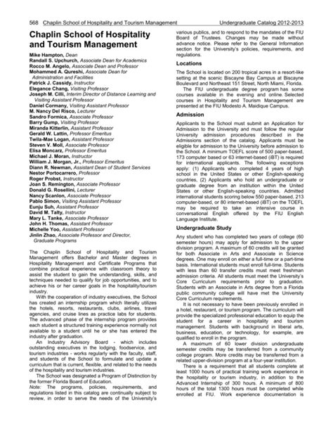 2015 Hospitality Course Catalog Unlb