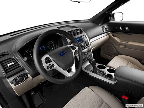 Interior view of a 2015 Ford Explorer Limited showing leather seats and dashboard technology