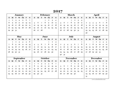 2017 Calendar Printable