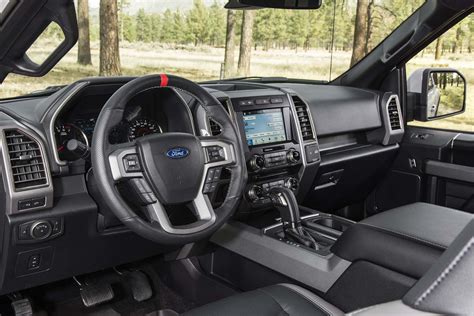 Interior view of the 2017 Ford F-150 Raptor, highlighting its premium features