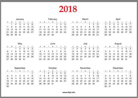 2018 Printable Calendar Cute
