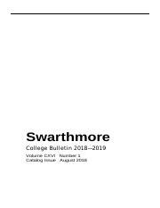 2018 Spring Course Catalog Swarthmore