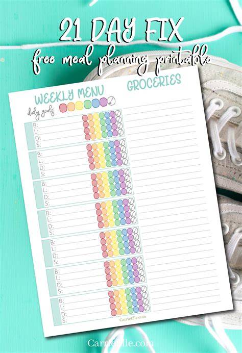 21 Day Fix Extreme Printable Tally Sheets