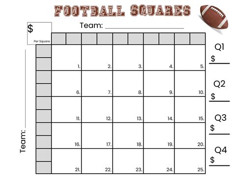 25 Square Football Pool Printable