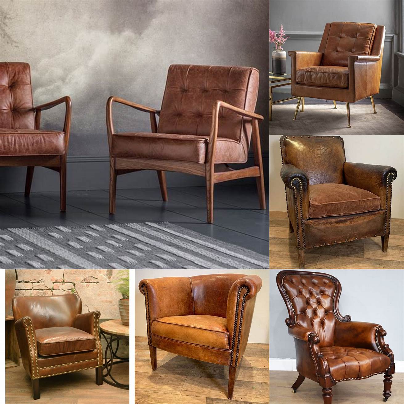 3 A leather armchair with a vintage feel featuring intricate stitching and a unique shape