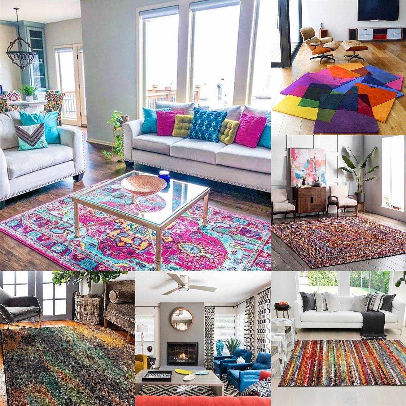 3 Add a pop of color with an area rug