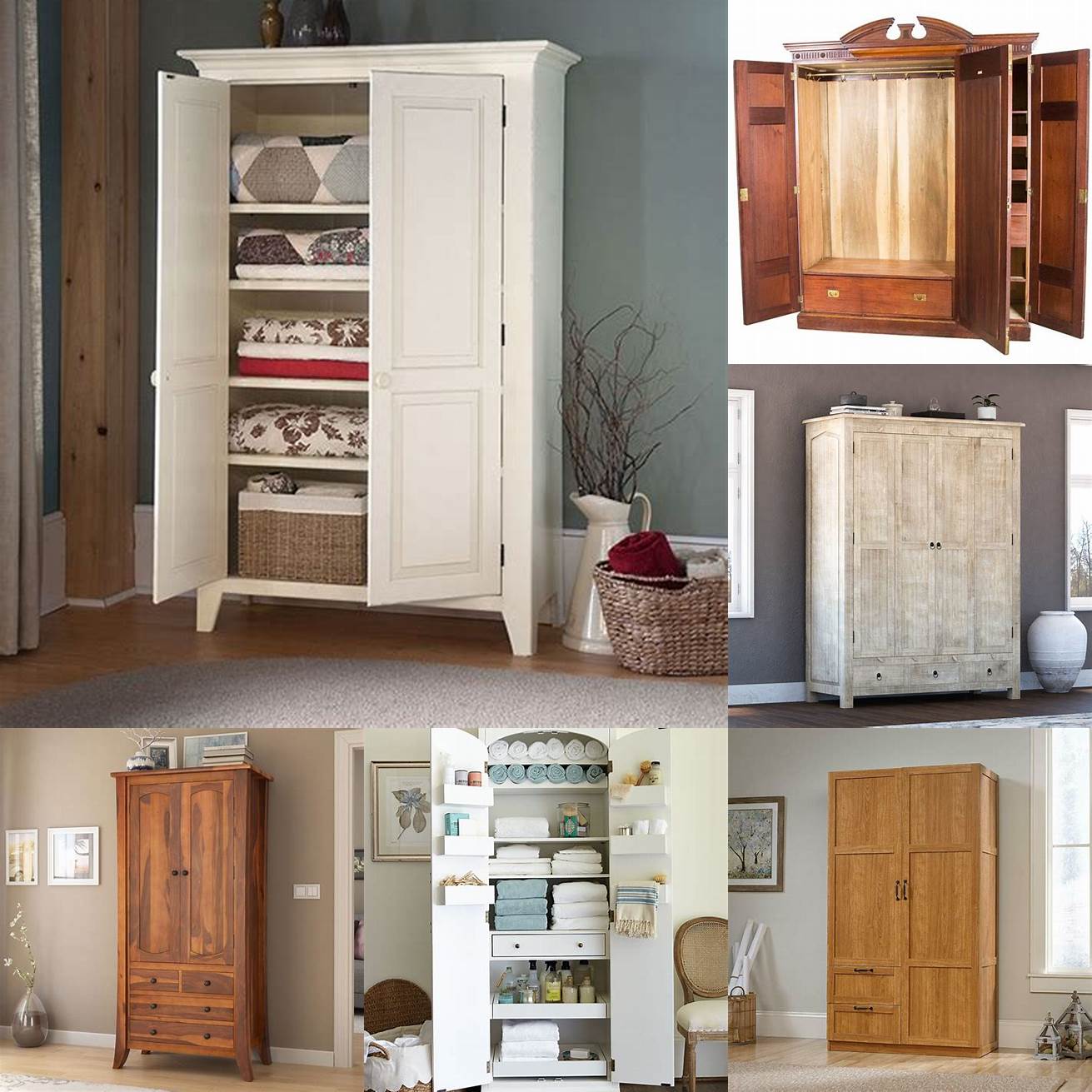 3 Armoire a large standing closet that can be used to store clothes linens or other items