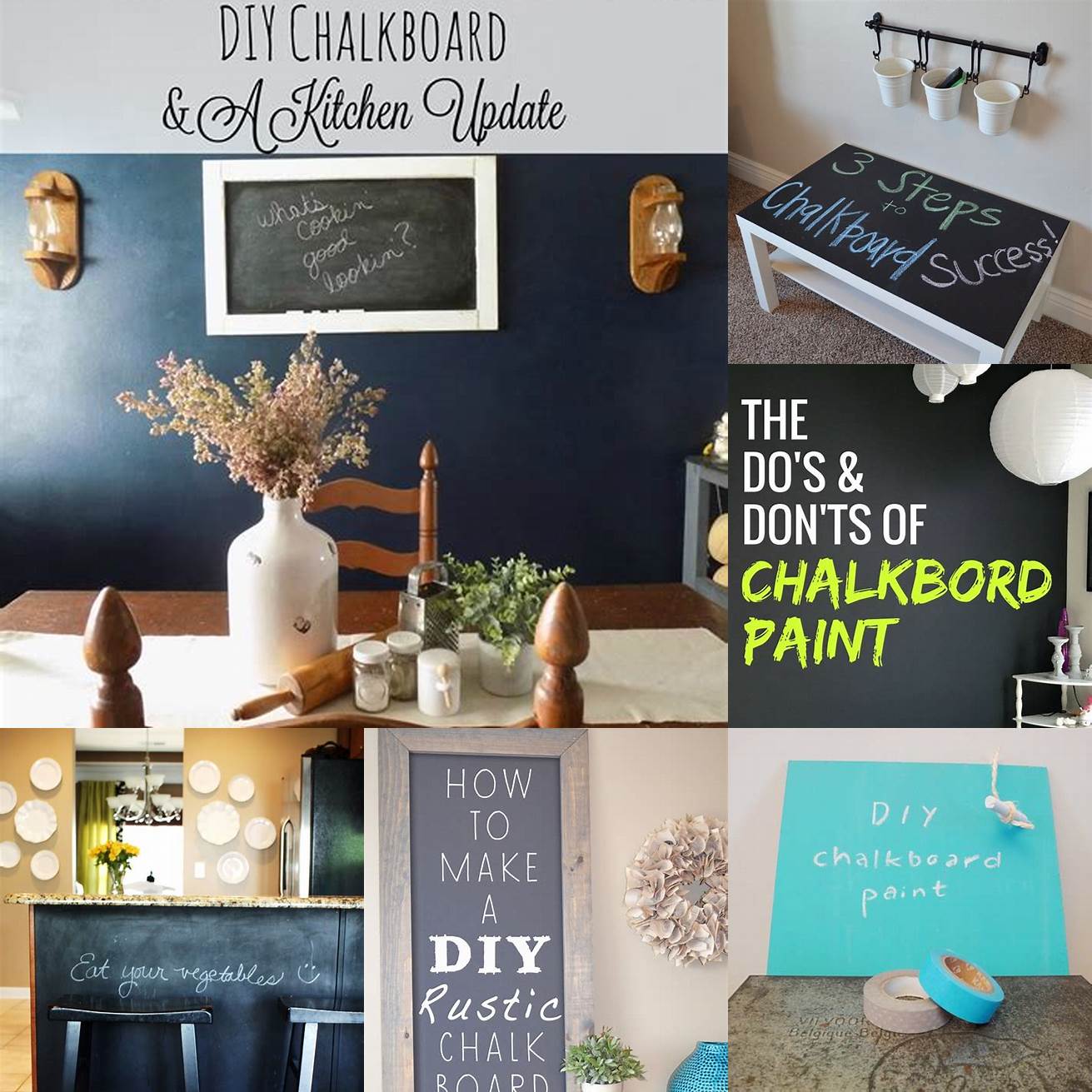 3 DIY Chalkboard paint can be used to create a DIY version of a kitchen chalkboard on any surface This allows for more customization in terms of size and design