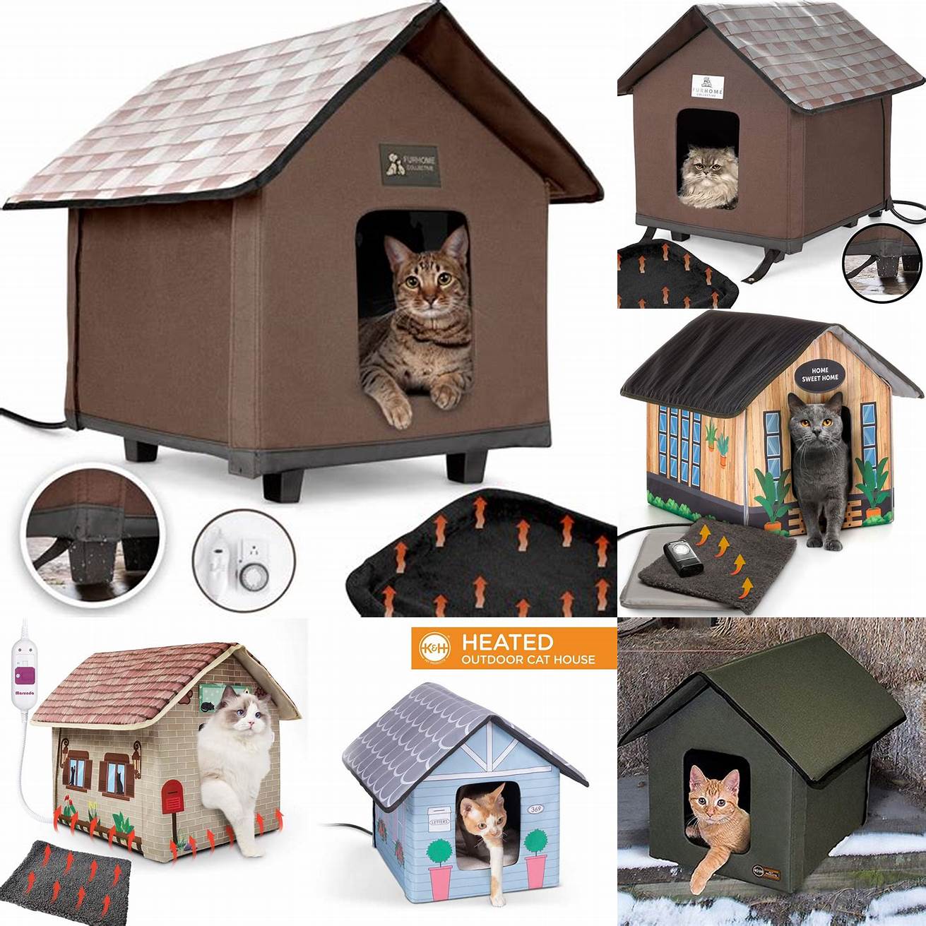 3 Heated Cat Houses