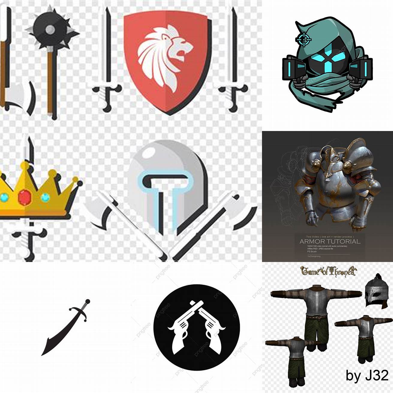 3 Logo dengan gambar senjata atau armor