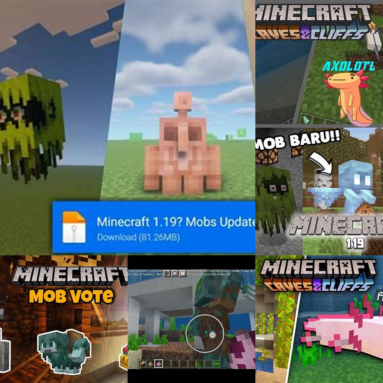 3 Mob Baru - Terdapat beberapa mob baru yang ditambahkan ke dalam Minecraft 118 termasuk Axolotl dan Glow Squid