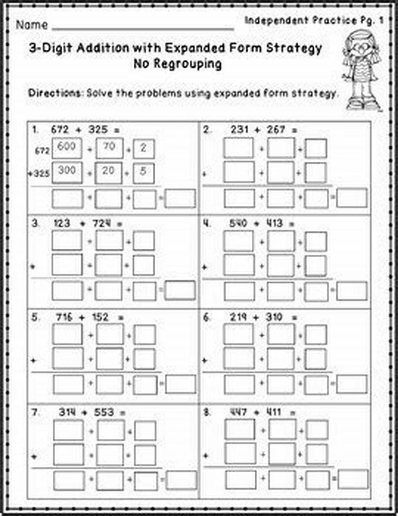 3 Digit Addition Expanded Form Worksheets