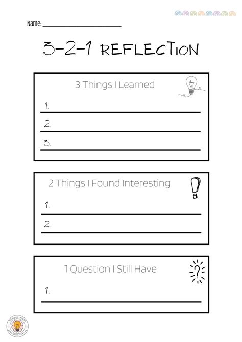 3-2-1 Reflection Template